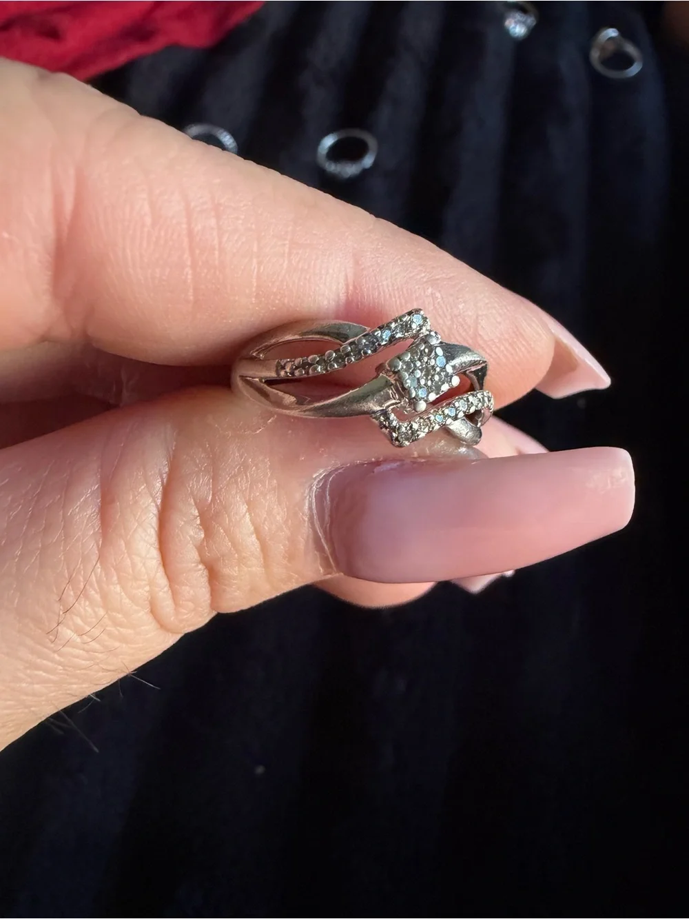 925 Sterling Silver diamond ring size 7.5